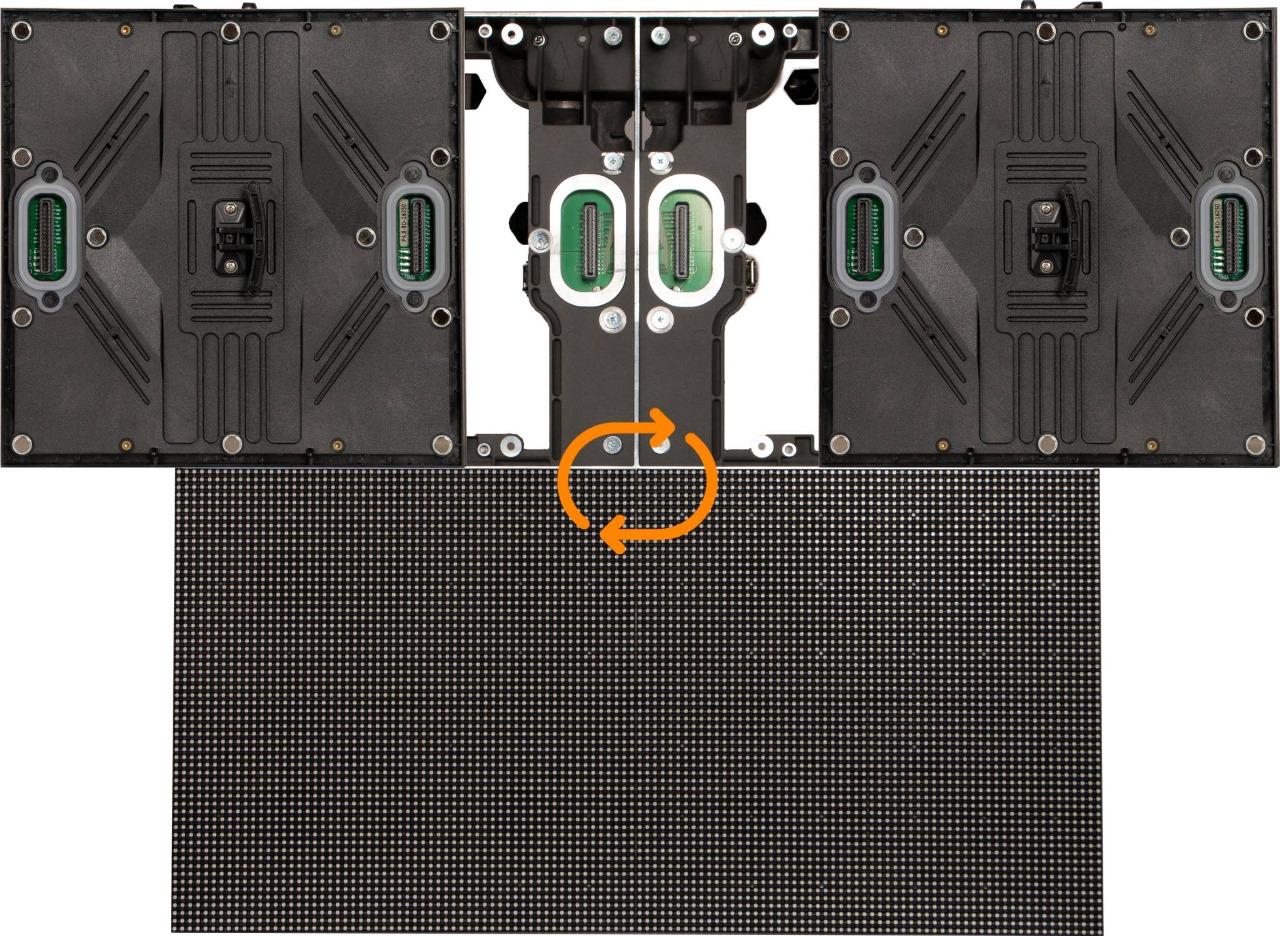 Fast-lock cabinet backs and pixel face — tool-free module swaps in seconds